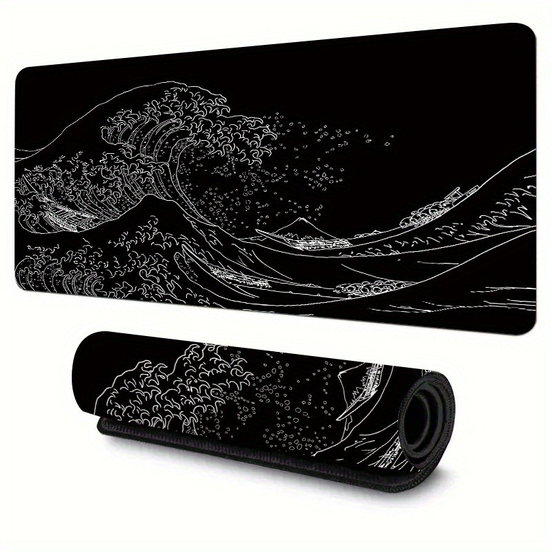 Pc Gaming White - Schwarz-weißes Gaming-Mauspad „The Great Wave“, japanischer