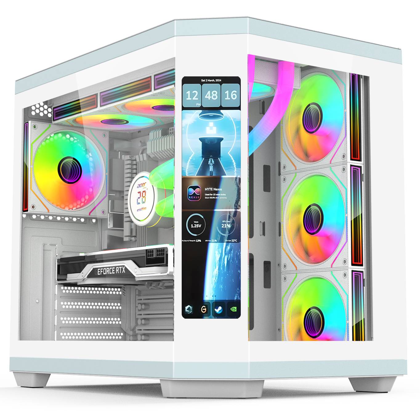 Pc Gaming White - Full-Tower Schwarz-Weiß ATX Gaming-Computergehäuse & -Towers